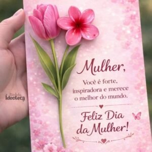 Cartão Dia da Mulher – Tulipa Rosa Delicada