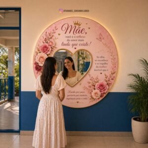 Painel Redondo Dia das Mães com Espelho