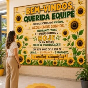 Painel Decorativo – Querida Equipe, Girassóis da Esperança