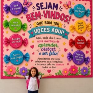 Painel Volta Às Aulas - Boas-vindas com Sabor de Alegria
