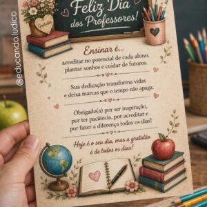 Cartão Gratidão Que Ensina - Dia dos Professores