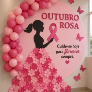 Painel Outubro Rosa — Silhueta Florescer