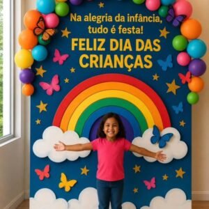 Painel Dia das Crianças - Tema Arco-íris